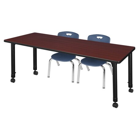 Regency Tables > Height Adjustable > Rectangular Mobile Table & Chair Sets, 66 W, 24 L, 23-34 H, Mahogany MT6624MHAPCBK45NV